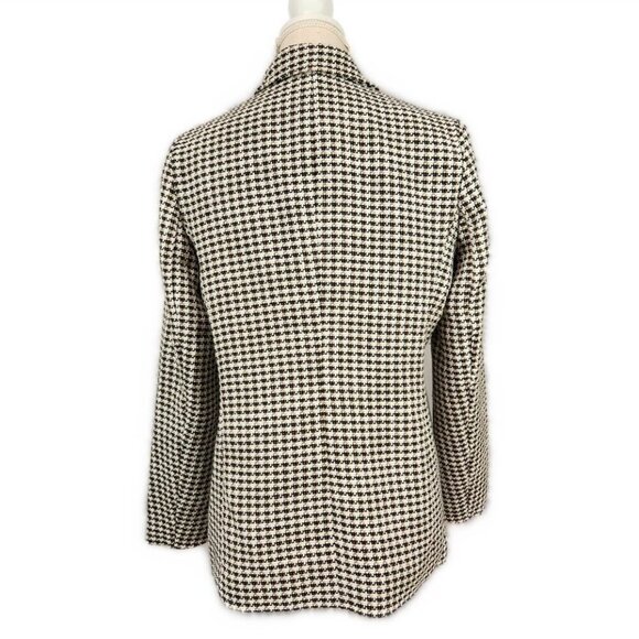 Ann Klein Houndstooth Blazer Women's M Black White Business Statement Open Front - Picture 4 of 9